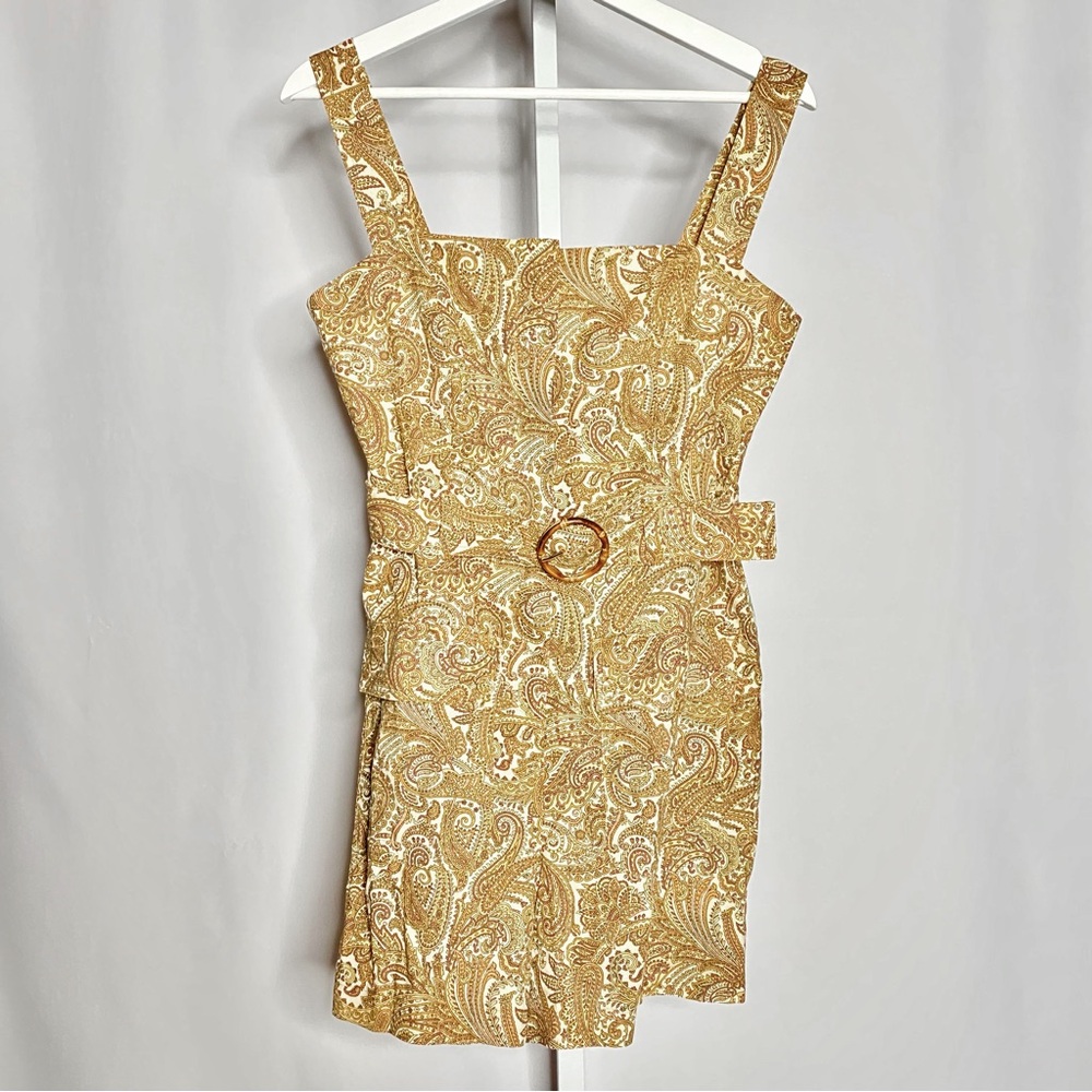 Vintage Look House of Harlow 1960's Paisley Linen Blend Romper — 2